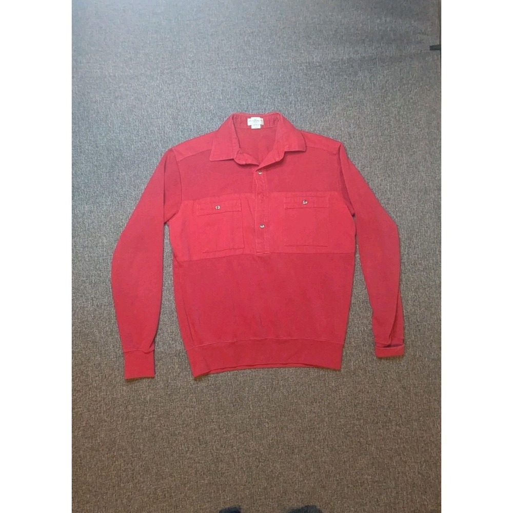 Norm Thompson Men's Vtg Medium Red Long Sleeve Button Up Shirt W Pockets‎